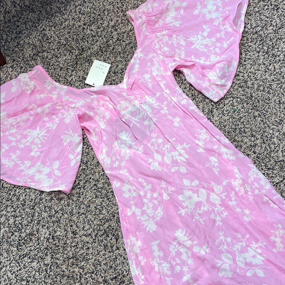 A New Day Women's Crepe Flutter Short Sleeve Floral Midi Dress Sz XS | NWT - Picture 2 of 6